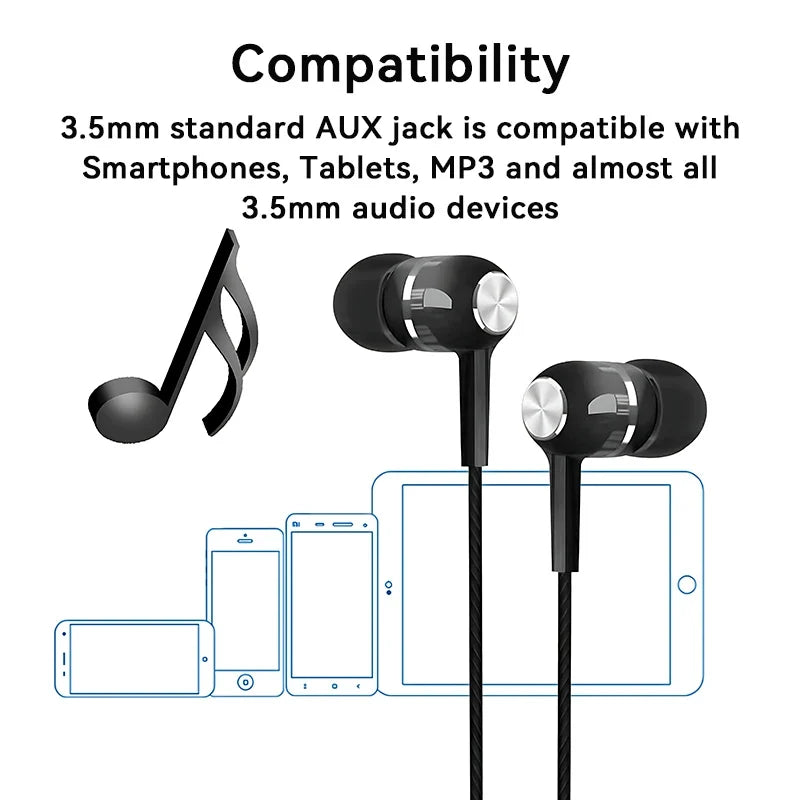 3.5mm Wired Earphone In Ear Headset HIFI Heavy Bass Earbuds Monitor Sports Headset Stereo Music Gaming Headphone With Microphone