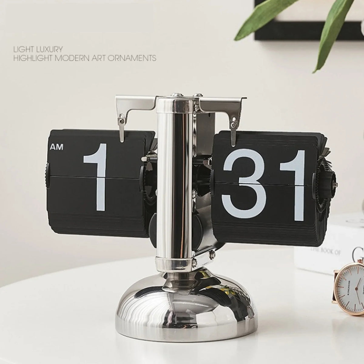 Clock Digital  Down Clock Retro Minimalist Single Foot Mechanical Auto  Clock Desk Clock for Home Livingroom Decor